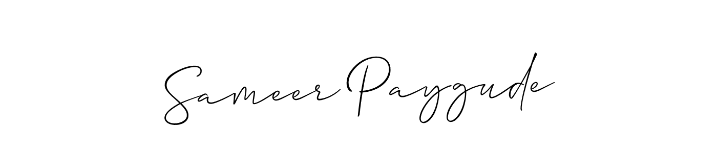 How to make Sameer Paygude name signature. Use Allison_Script style for creating short signs online. This is the latest handwritten sign. Sameer Paygude signature style 2 images and pictures png