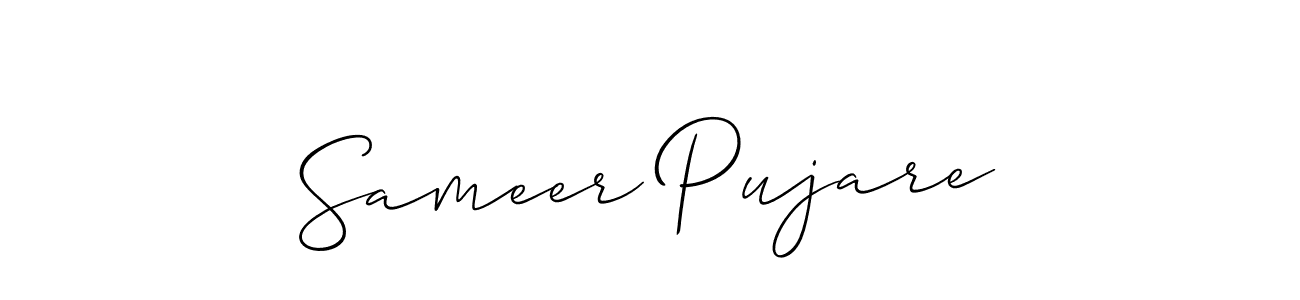 This is the best signature style for the Sameer Pujare name. Also you like these signature font (Allison_Script). Mix name signature. Sameer Pujare signature style 2 images and pictures png