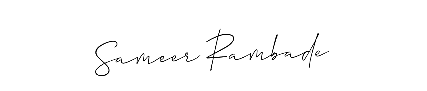 Allison_Script is a professional signature style that is perfect for those who want to add a touch of class to their signature. It is also a great choice for those who want to make their signature more unique. Get Sameer Rambade name to fancy signature for free. Sameer Rambade signature style 2 images and pictures png