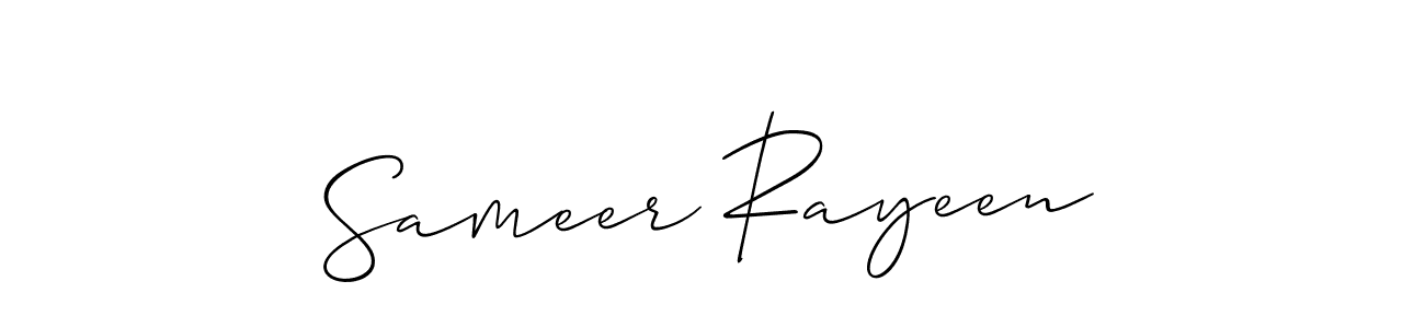 Use a signature maker to create a handwritten signature online. With this signature software, you can design (Allison_Script) your own signature for name Sameer Rayeen. Sameer Rayeen signature style 2 images and pictures png