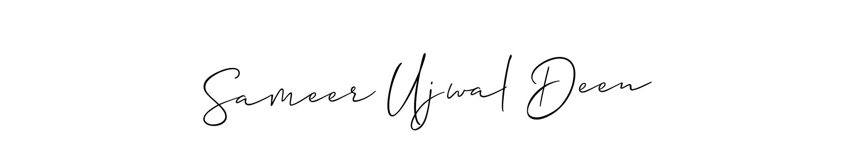 You should practise on your own different ways (Allison_Script) to write your name (Sameer Ujwal Deen) in signature. don't let someone else do it for you. Sameer Ujwal Deen signature style 2 images and pictures png
