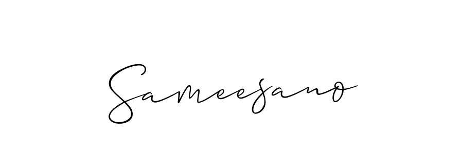 The best way (Allison_Script) to make a short signature is to pick only two or three words in your name. The name Sameesano include a total of six letters. For converting this name. Sameesano signature style 2 images and pictures png