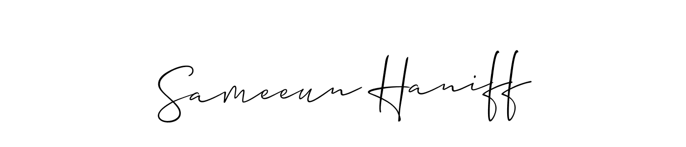 Also You can easily find your signature by using the search form. We will create Sameeun Haniff name handwritten signature images for you free of cost using Allison_Script sign style. Sameeun Haniff signature style 2 images and pictures png