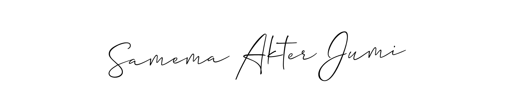 How to make Samema Akter Jumi name signature. Use Allison_Script style for creating short signs online. This is the latest handwritten sign. Samema Akter Jumi signature style 2 images and pictures png