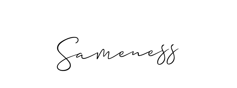 if you are searching for the best signature style for your name Sameness. so please give up your signature search. here we have designed multiple signature styles  using Allison_Script. Sameness signature style 2 images and pictures png