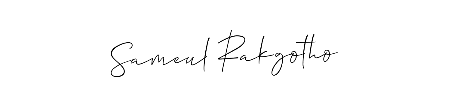 if you are searching for the best signature style for your name Sameul Rakgotho. so please give up your signature search. here we have designed multiple signature styles  using Allison_Script. Sameul Rakgotho signature style 2 images and pictures png