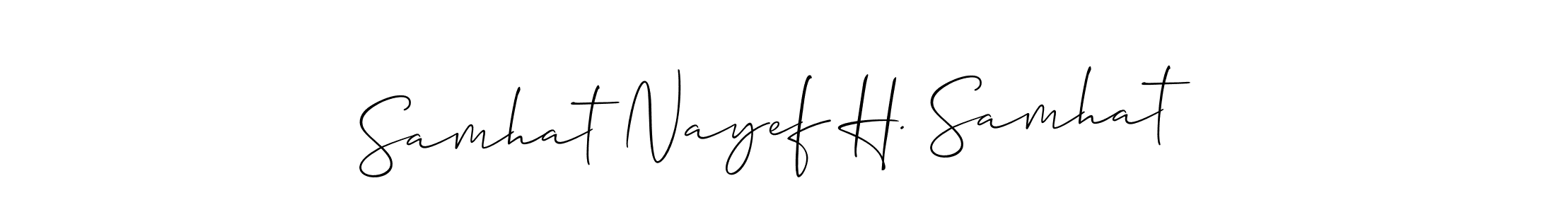 You should practise on your own different ways (Allison_Script) to write your name (Samhat Nayef H. Samhat) in signature. don't let someone else do it for you. Samhat Nayef H. Samhat signature style 2 images and pictures png