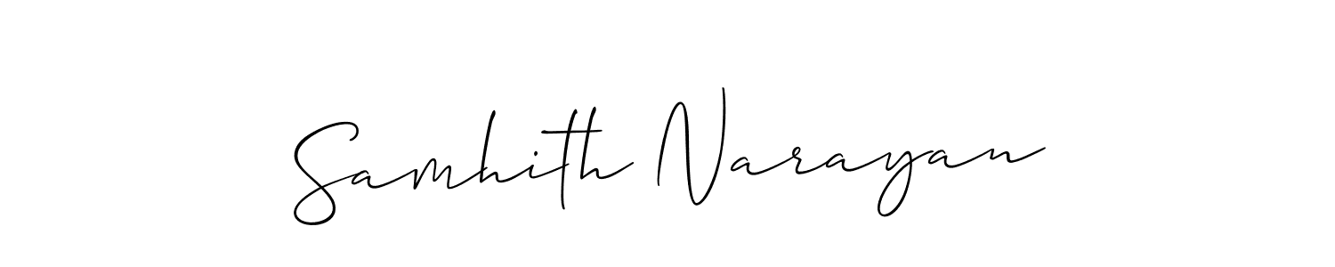 Make a beautiful signature design for name Samhith Narayan. With this signature (Allison_Script) style, you can create a handwritten signature for free. Samhith Narayan signature style 2 images and pictures png