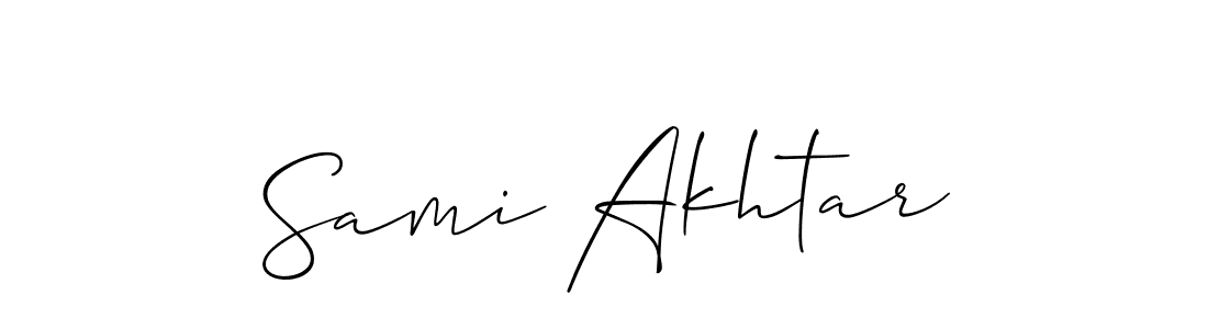 How to make Sami Akhtar name signature. Use Allison_Script style for creating short signs online. This is the latest handwritten sign. Sami Akhtar signature style 2 images and pictures png