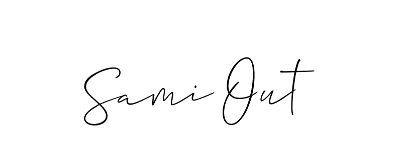 The best way (Allison_Script) to make a short signature is to pick only two or three words in your name. The name Sami Out include a total of six letters. For converting this name. Sami Out signature style 2 images and pictures png