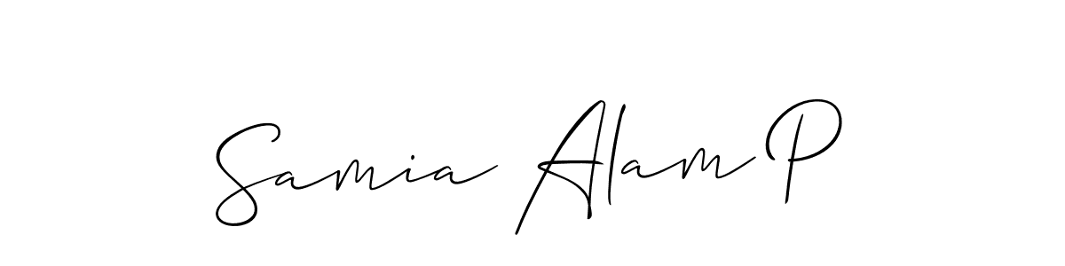 Create a beautiful signature design for name Samia Alam P. With this signature (Allison_Script) fonts, you can make a handwritten signature for free. Samia Alam P signature style 2 images and pictures png