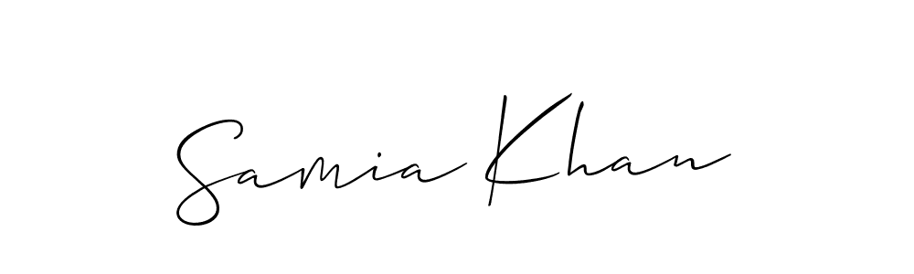 if you are searching for the best signature style for your name Samia Khan. so please give up your signature search. here we have designed multiple signature styles  using Allison_Script. Samia Khan signature style 2 images and pictures png