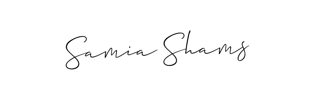 Make a short Samia Shams signature style. Manage your documents anywhere anytime using Allison_Script. Create and add eSignatures, submit forms, share and send files easily. Samia Shams signature style 2 images and pictures png
