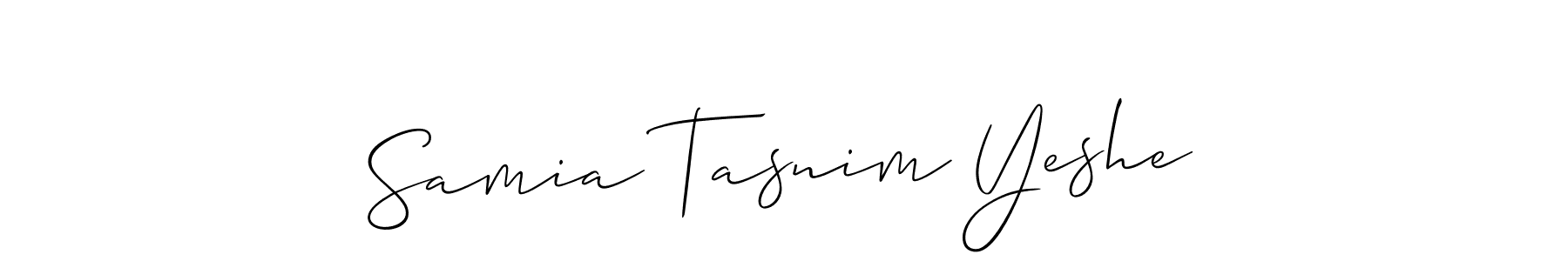 Design your own signature with our free online signature maker. With this signature software, you can create a handwritten (Allison_Script) signature for name Samia Tasnim Yeshe. Samia Tasnim Yeshe signature style 2 images and pictures png