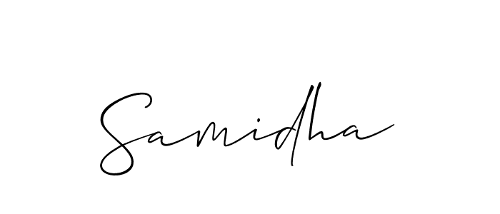 Allison_Script is a professional signature style that is perfect for those who want to add a touch of class to their signature. It is also a great choice for those who want to make their signature more unique. Get Samidha name to fancy signature for free. Samidha signature style 2 images and pictures png