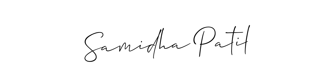 How to make Samidha Patil name signature. Use Allison_Script style for creating short signs online. This is the latest handwritten sign. Samidha Patil signature style 2 images and pictures png