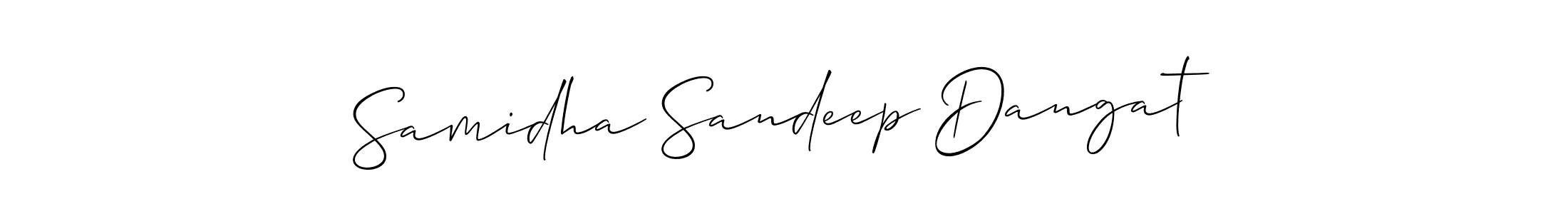 This is the best signature style for the Samidha Sandeep Dangat name. Also you like these signature font (Allison_Script). Mix name signature. Samidha Sandeep Dangat signature style 2 images and pictures png