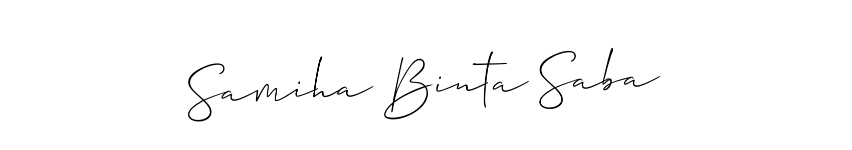 Check out images of Autograph of Samiha Binta Saba name. Actor Samiha Binta Saba Signature Style. Allison_Script is a professional sign style online. Samiha Binta Saba signature style 2 images and pictures png