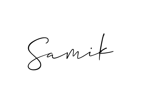 if you are searching for the best signature style for your name Samik. so please give up your signature search. here we have designed multiple signature styles  using Allison_Script. Samik signature style 2 images and pictures png