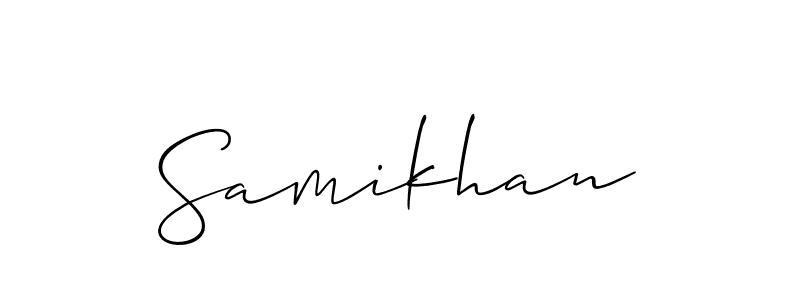 You should practise on your own different ways (Allison_Script) to write your name (Samikhan) in signature. don't let someone else do it for you. Samikhan signature style 2 images and pictures png