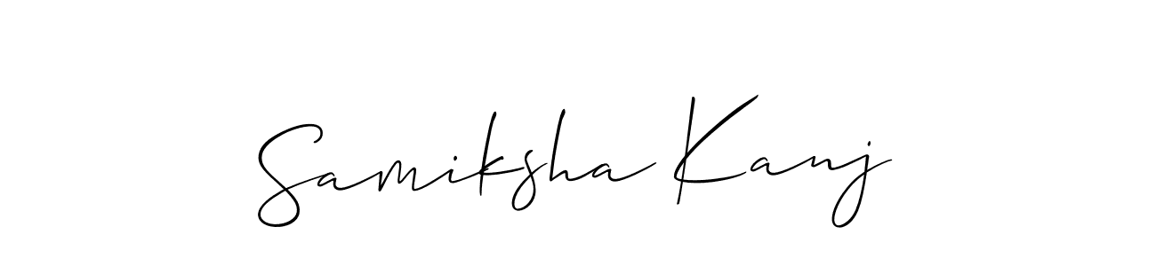 Also You can easily find your signature by using the search form. We will create Samiksha Kanj name handwritten signature images for you free of cost using Allison_Script sign style. Samiksha Kanj signature style 2 images and pictures png