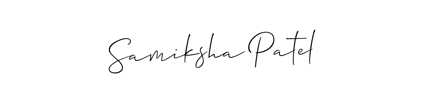 if you are searching for the best signature style for your name Samiksha Patel. so please give up your signature search. here we have designed multiple signature styles  using Allison_Script. Samiksha Patel signature style 2 images and pictures png