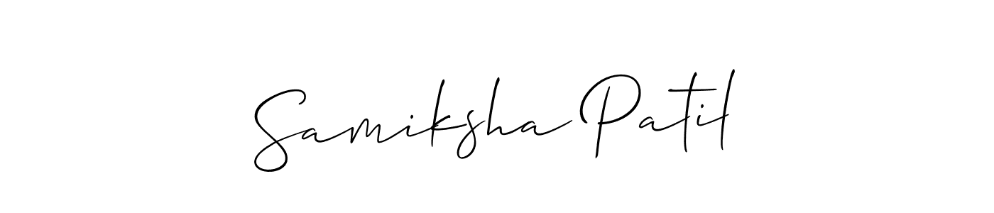 Also we have Samiksha Patil name is the best signature style. Create professional handwritten signature collection using Allison_Script autograph style. Samiksha Patil signature style 2 images and pictures png