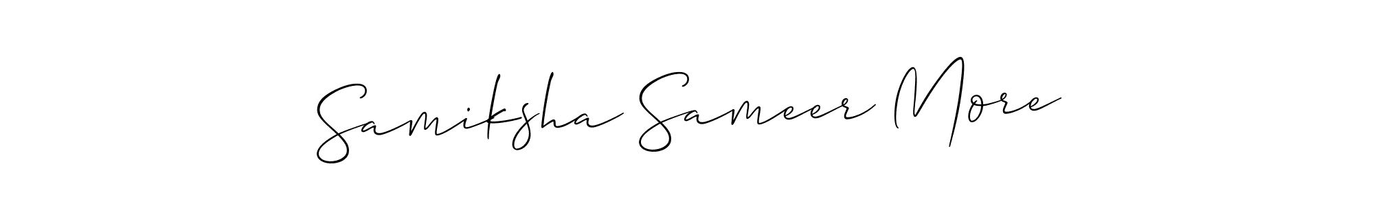 Allison_Script is a professional signature style that is perfect for those who want to add a touch of class to their signature. It is also a great choice for those who want to make their signature more unique. Get Samiksha Sameer More name to fancy signature for free. Samiksha Sameer More signature style 2 images and pictures png