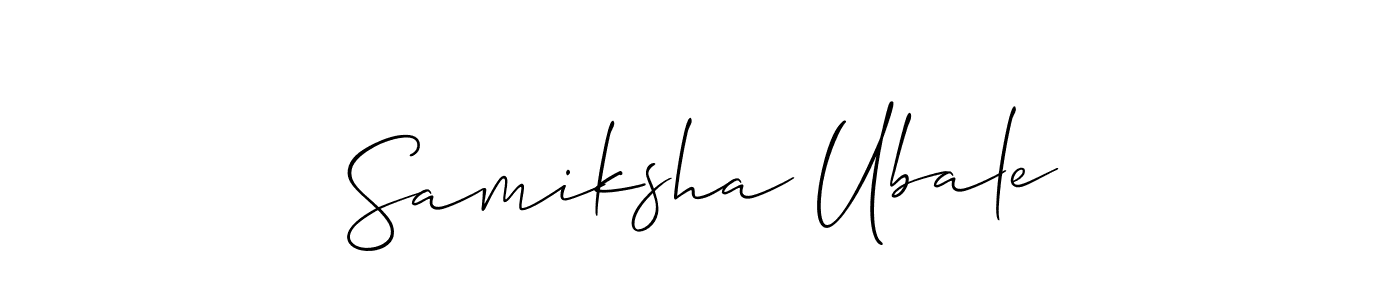 Make a short Samiksha Ubale signature style. Manage your documents anywhere anytime using Allison_Script. Create and add eSignatures, submit forms, share and send files easily. Samiksha Ubale signature style 2 images and pictures png