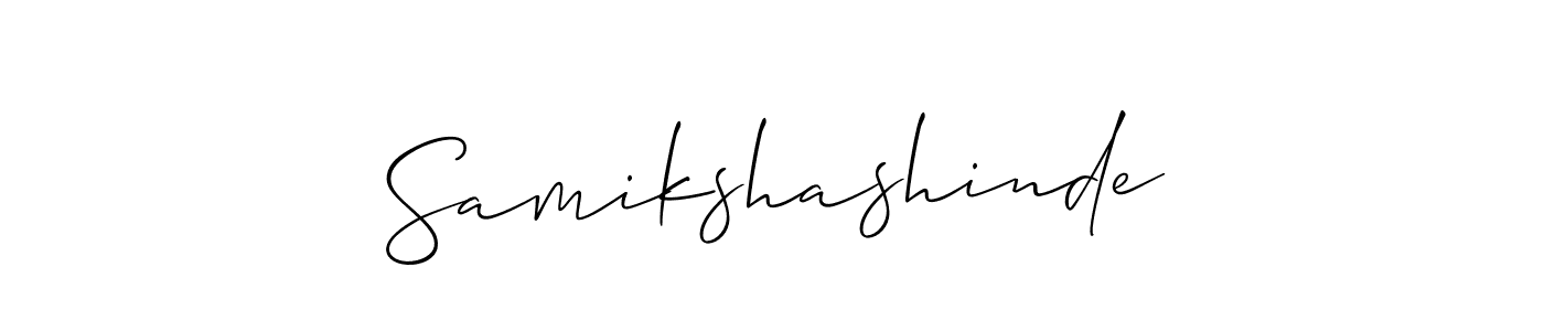 Design your own signature with our free online signature maker. With this signature software, you can create a handwritten (Allison_Script) signature for name Samikshashinde. Samikshashinde signature style 2 images and pictures png