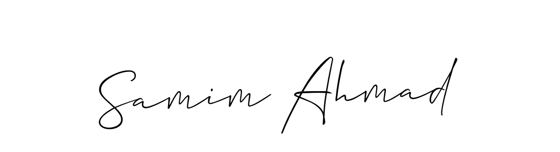 You should practise on your own different ways (Allison_Script) to write your name (Samim Ahmad) in signature. don't let someone else do it for you. Samim Ahmad signature style 2 images and pictures png