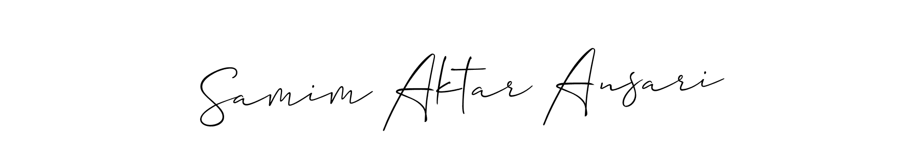 The best way (Allison_Script) to make a short signature is to pick only two or three words in your name. The name Samim Aktar Ansari include a total of six letters. For converting this name. Samim Aktar Ansari signature style 2 images and pictures png