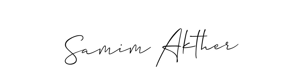 Make a short Samim Akther signature style. Manage your documents anywhere anytime using Allison_Script. Create and add eSignatures, submit forms, share and send files easily. Samim Akther signature style 2 images and pictures png