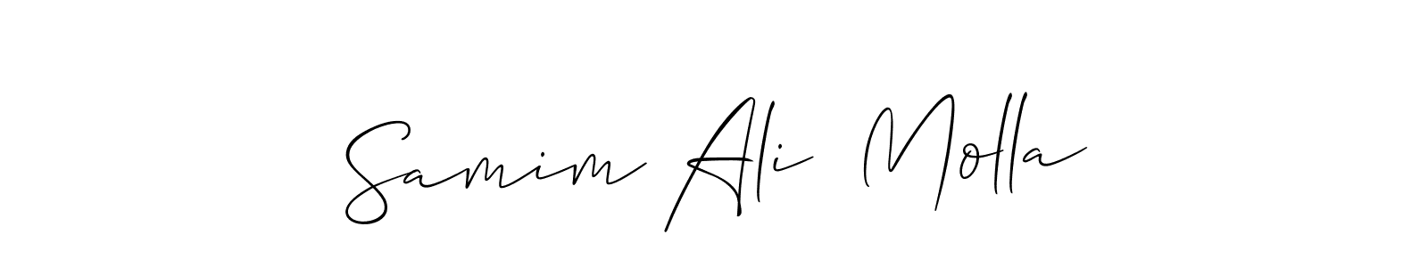 if you are searching for the best signature style for your name Samim Ali  Molla. so please give up your signature search. here we have designed multiple signature styles  using Allison_Script. Samim Ali  Molla signature style 2 images and pictures png