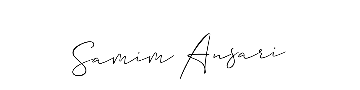 The best way (Allison_Script) to make a short signature is to pick only two or three words in your name. The name Samim Ansari include a total of six letters. For converting this name. Samim Ansari signature style 2 images and pictures png