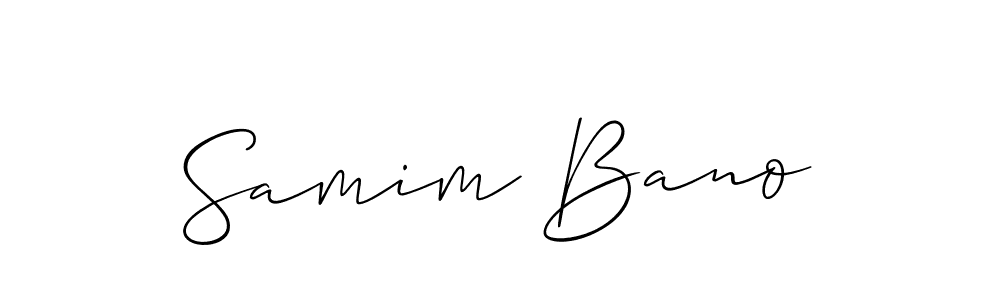 Make a short Samim Bano signature style. Manage your documents anywhere anytime using Allison_Script. Create and add eSignatures, submit forms, share and send files easily. Samim Bano signature style 2 images and pictures png