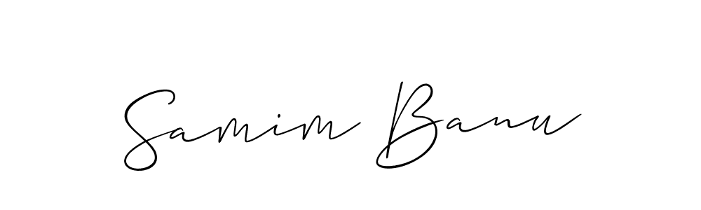 Samim Banu stylish signature style. Best Handwritten Sign (Allison_Script) for my name. Handwritten Signature Collection Ideas for my name Samim Banu. Samim Banu signature style 2 images and pictures png