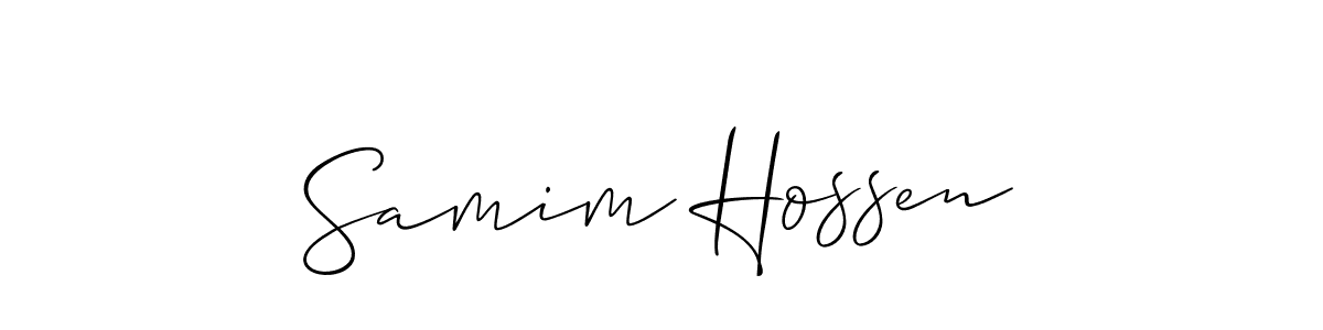 You should practise on your own different ways (Allison_Script) to write your name (Samim Hossen) in signature. don't let someone else do it for you. Samim Hossen signature style 2 images and pictures png