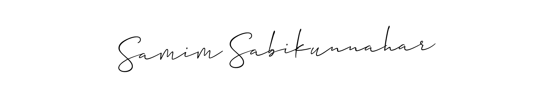 How to make Samim Sabikunnahar name signature. Use Allison_Script style for creating short signs online. This is the latest handwritten sign. Samim Sabikunnahar signature style 2 images and pictures png