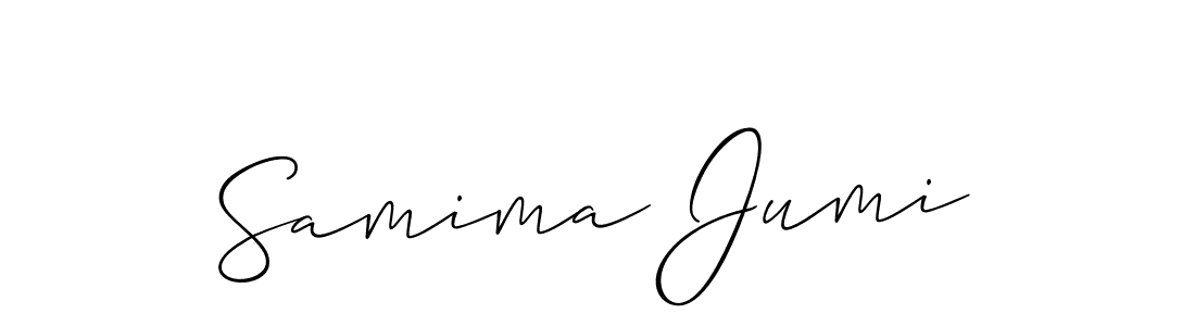 Also You can easily find your signature by using the search form. We will create Samima Jumi name handwritten signature images for you free of cost using Allison_Script sign style. Samima Jumi signature style 2 images and pictures png