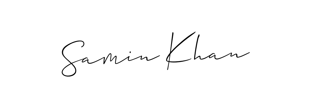 How to make Samin Khan name signature. Use Allison_Script style for creating short signs online. This is the latest handwritten sign. Samin Khan signature style 2 images and pictures png