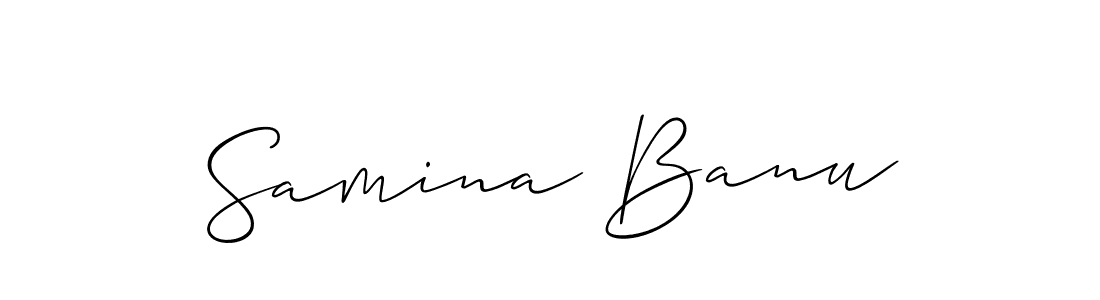 Create a beautiful signature design for name Samina Banu. With this signature (Allison_Script) fonts, you can make a handwritten signature for free. Samina Banu signature style 2 images and pictures png