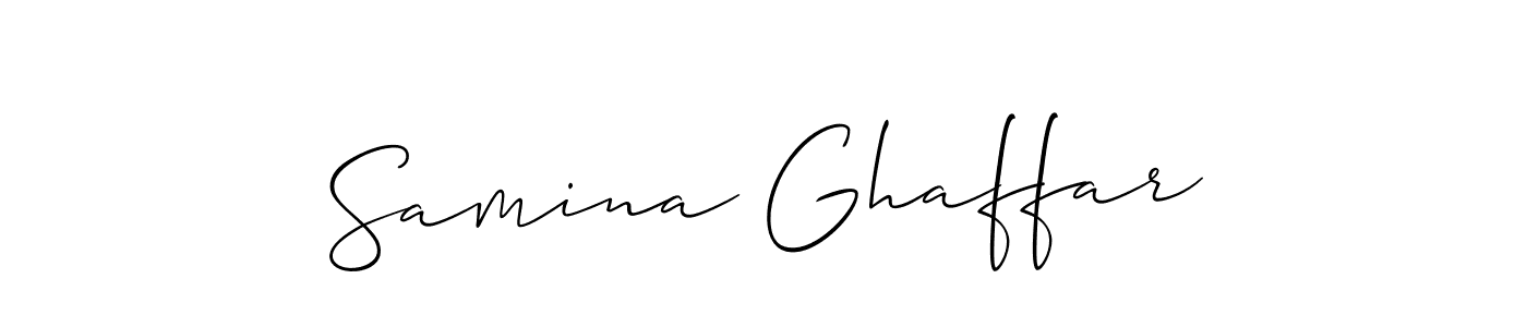 if you are searching for the best signature style for your name Samina Ghaffar. so please give up your signature search. here we have designed multiple signature styles  using Allison_Script. Samina Ghaffar signature style 2 images and pictures png