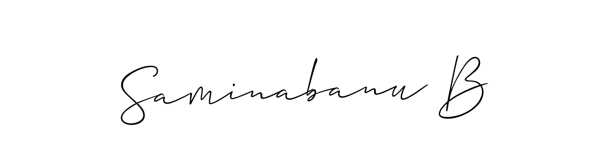 Make a short Saminabanu B signature style. Manage your documents anywhere anytime using Allison_Script. Create and add eSignatures, submit forms, share and send files easily. Saminabanu B signature style 2 images and pictures png