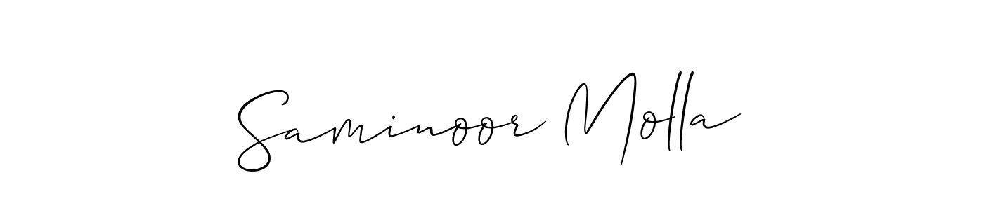 if you are searching for the best signature style for your name Saminoor Molla. so please give up your signature search. here we have designed multiple signature styles  using Allison_Script. Saminoor Molla signature style 2 images and pictures png