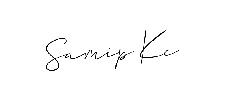 Use a signature maker to create a handwritten signature online. With this signature software, you can design (Allison_Script) your own signature for name Samip Kc. Samip Kc signature style 2 images and pictures png