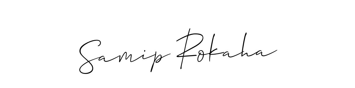 The best way (Allison_Script) to make a short signature is to pick only two or three words in your name. The name Samip Rokaha include a total of six letters. For converting this name. Samip Rokaha signature style 2 images and pictures png
