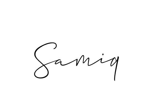 The best way (Allison_Script) to make a short signature is to pick only two or three words in your name. The name Samiq include a total of six letters. For converting this name. Samiq signature style 2 images and pictures png