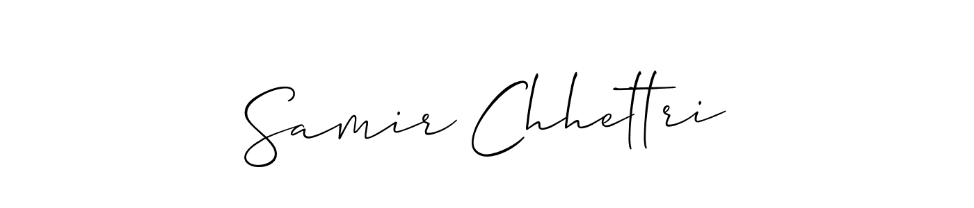 Allison_Script is a professional signature style that is perfect for those who want to add a touch of class to their signature. It is also a great choice for those who want to make their signature more unique. Get Samir Chhettri name to fancy signature for free. Samir Chhettri signature style 2 images and pictures png