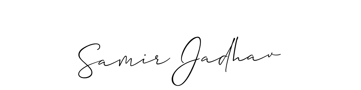 Allison_Script is a professional signature style that is perfect for those who want to add a touch of class to their signature. It is also a great choice for those who want to make their signature more unique. Get Samir Jadhav name to fancy signature for free. Samir Jadhav signature style 2 images and pictures png